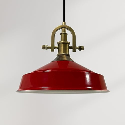bamyum Asletl-Marine Küchenlampe Hängend Industrial Metall Ø41 cm, Küchenlampe Rot Vintage, Hängelampe Esstisch, Pendelleuchte Rot, Wohnzimmerlampe Hängend, Pendelleuchte Esstisch Vintage