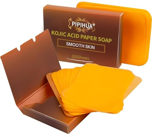 PIPIHUA Kojisäure-Papier, sanft Kurkuma Seife Bar, Pigmentierung Behandlung für Akne dunkle Flecken Melasmainner Oberschenkel Haut, Retinol Kollagen Hilfe für dunkle Flecken Gesicht