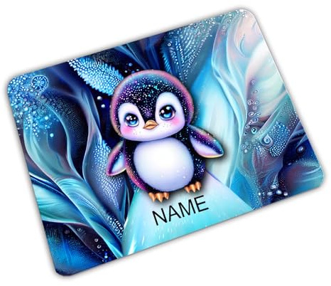 Vesperbrettchen personalisiert mit Name, Pinguin | Frühstücksbrettchen, Brotzeitbrettchen, Schneidebrettchen, mit Motiv, für Kinder