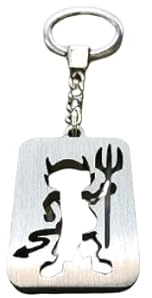 Diavolo, diavoletto, demonio, lucifero, tridente, forcone, portachiavi in alluminio