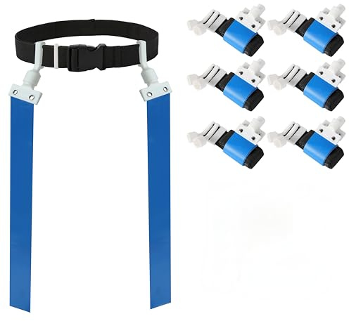 6 Pop Flag Football Set-Complete (10 Player/12 Player/14 Player) Flag Belts and Flags Set, Blue, One size