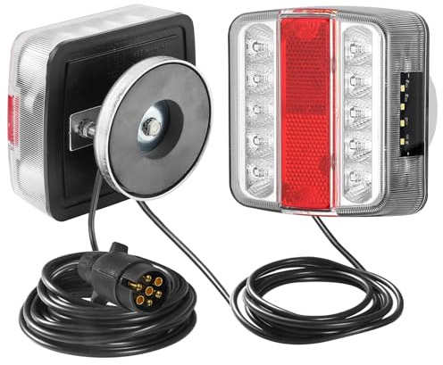 SPARKMOTO Anhänger Beleuchtung Mit Magnet, LED Rückleuchten Set 7 Polig 12V Verkabelt Mit Stecker Und 7,5m Kabel Für Anhänger
