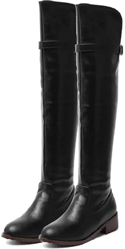 LNNLOO Botas De Equitación (34-43), Botas De Equitación Para Mujer, Punta Redonda + Cremallera Lateral, Impermeables + Antideslizantes, Tacón Bajo (1-4 Cm) + Resistentes Al Desgaste,39,Black
