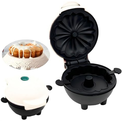Cake Maker Lava Cake Maker Mini Donut Maker Waffle Maker Pancakes Maker Machine for Breakfast, Snacks, Desserts Non-stick Surface, Cake Machine, Double-sided Heating, White