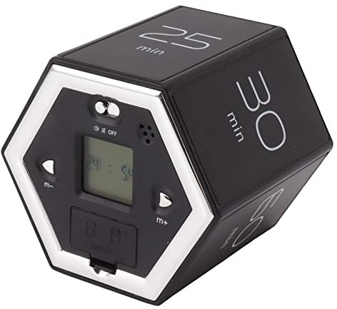 Hex-Flip-Timer, Magnetischer Würfel-Timer mit LCD-Bildschirm für Zeitmanagement, Kochen, Arbeiten für und Erwachsene, ABS-Material (Black)
