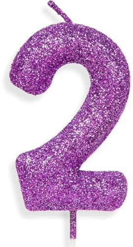 Zolunu lila rosa Geburtstag Kerze Nummer 2, Glitter Geburtstag Kerze Kuchen Toppers für Mädchen Frauen lila rosa Themed Party Dekorationen liefert Geburtstagsgeschenke