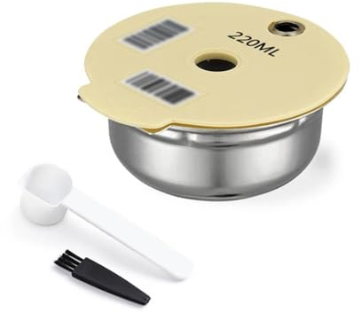 YUYUEMI for Tassimo Reusable Coffee Capsules Refillable Coffee Filter Pods,Stainless Steel Coffee Filter with Silicone Lidfor Bosch Tassimo Series Coffee Machine (220ML)