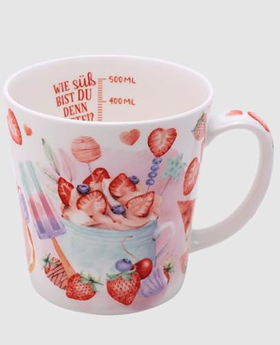 Kaffeebecher Erdbeerspaß, Kaffeetasse Tassen Teetassen Kaffeepott Henkelbecher, Erdbeeren
