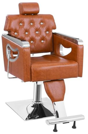 Generisch 002, Friseurstuhl Mit Kopfstütze Kippbar, Friseureinrichtung Mit Hydraulikpumpe 360° Drehbar, Bedienungsstuhl Höhenverstellbar, Barber Stuhl Friseurstühle Kunstleder
