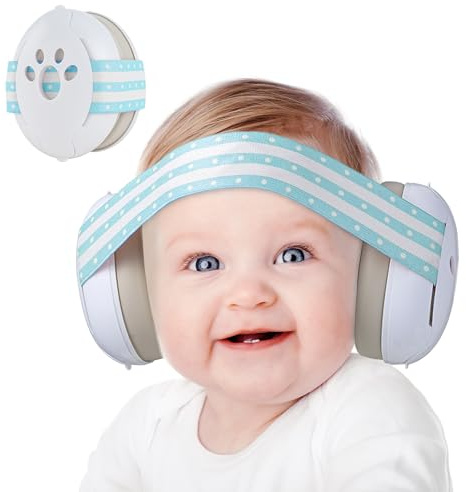 Yoofoss Cuffie Neonato Antirumore - Protezione dell'udito fino 25 dB - Protettori Acustici per Neonati 0-36 Mesi - Ideale per Viaggi in Aereo - CE - Fascia Regolabile, Confortevoli Paraorecchie - Blu
