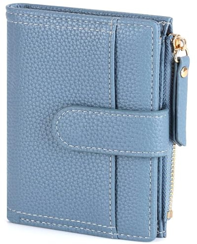 RRANCharltu Geldbörse Damen Leder Portemonnaie Damen klein mit kartenfächern Geldbeutel klein Brieftasche Mädchen mit Reißverschlusstasche und Banknotenfach, Blau