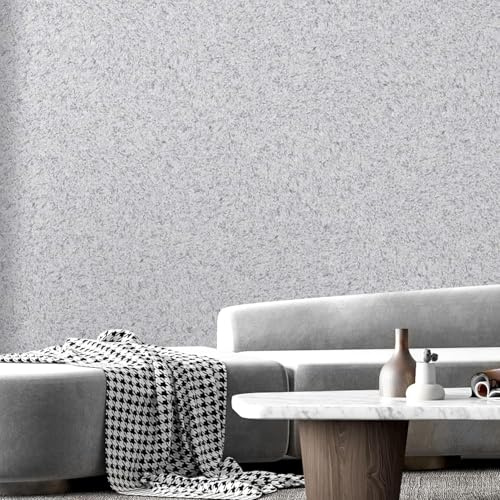 Belka B59 Hellgraue Tapete - Reine Baumwolle - Baumwollputz- Selbstklebend - Wärme- & Schalldämmend - Modern & Stilvoll, DIY Öko & Natürlich | ca. 15 qm (m²)