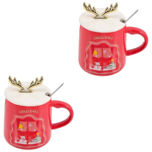 MAGICLULU 2 Pz tazza tazzine caffe tazze caffe mug natalizie tazze natalizie bicchieri liquido collo di cigno Piscina giocattoli cosa kit boccale di latte da caffè ceramica rosso