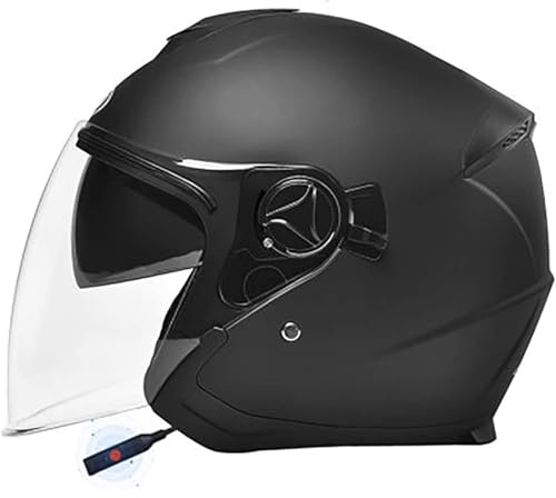 SJAPEX Casco Moto Bluetooth Open Face Casco Moto Jet, con Visiera Parasole, Cruiser Scooter Mezzo Casco Moto/Caschi Ciclomotore, per Uomini E Donne Adulti 2,54-59CM