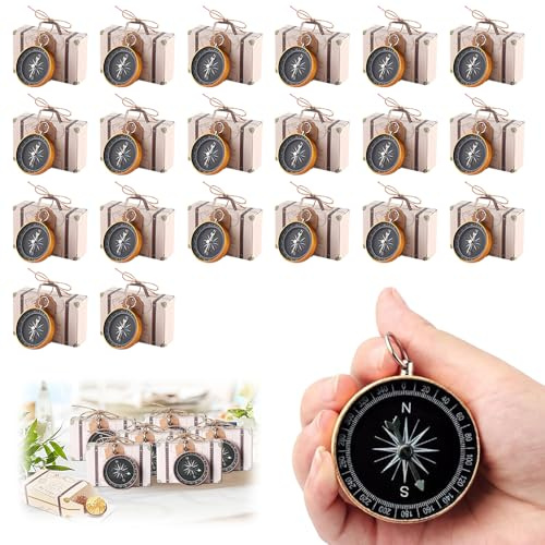 Lotvic 20 Pezzi Bomboniera Regalo con Bussola e Etichette Kraft, Scatoline Portaconfetti per Bomboniere, Scatole per Bomboniere, Comunione, Bambino, Matrimonio, Anniversario, Laurea, Festa