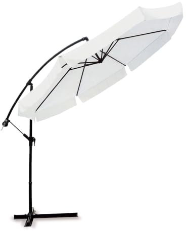 Avilia - Ombrellone da Giardino 300 cm Altezza 2,5 m con Braccio Decentrato, Tessuto Impermeabile e Anti Raggi UV, Apertura a Manovella, Design Moderno per Arredo Giardino per Esterno