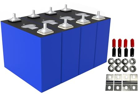 SaiJiaoYang 4 Piezas Célula LiFePO4 3.2V 100Ah, Batería de Litio de Ciclo Profundo de Grado A, Soporta Bricolaje Múltiple en Serie o Paralelo, Perfecta para Barco, RV, Golf, Fuera de la Red