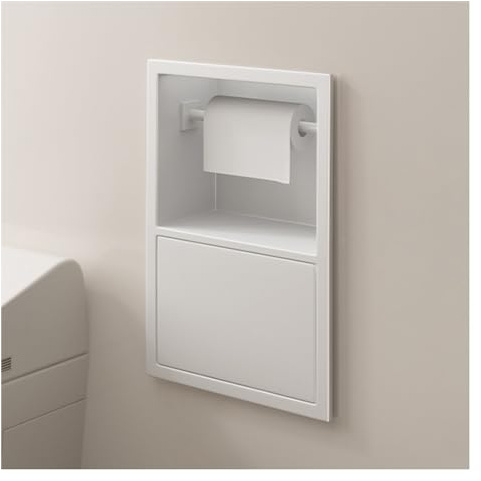 AYVADA Niche de Salle de Bain en Acier Inoxydable, étagère de Douche encastrée avec Poubelle, Panier de Rangement Mural étanche (Couleur : Blanc, Dimensions : 23 x 17 x 12 cm)