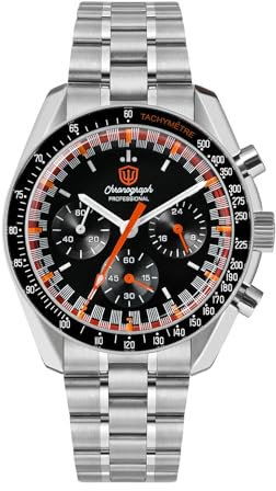 watchdives WD1860 WD1861 WD1863 herrkronograf, japansk VK63 kvarts sportklocka, 40 mm bubble safirglas armbandsur, 100 m dykklocka med rostfritt stål armband, Wd1863 orange/racing, Armband