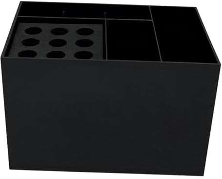 DEVNWIGMO Caja de Almacenamiento para Herramientas de Peluquería, Organizador de Tijeras para Barbería, Soporte Multifuncional para Herramientas de Peluquería, Negro 9 agujeros