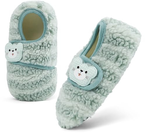MK MATT KEELY Tofflor, baby, barfotaskor, vinter, inomhus, pojke, flicka, tofflor, halkfria, mjuka för löparskor, tofflor, Grön, 18-24 månader