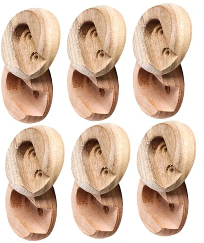 VALICLUD 6 Paare Holz Kleiderstangenhalter ohne Bohren Stabile Kleiderstangenhalterung aus Buchenholz Flache Oberfläche Einfach zu Montieren Geeignet für Kleiderschrank Badezimmer und