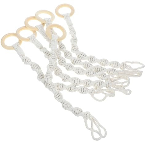 TOBBOMEY 6 Piezas Colgador Macramé para Plantas Interiores y Exteriores Cuerda de Algodón Tejida Estilo Soporte Decorativo para Jardín y Sala