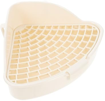 Abaodam Rabbit Litter Box and Guinea Pig Potty Trainer Anti-fall Design Oatmeal White Small Animal Toilet for Bunnies and Rodents