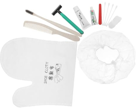 VICASKY Kit Hôtelier Jetable 4 Pièces Brosse à Dents Naturelle Peigne En Paille De Blé Trousse De Soins Accessoires Hygiène Usage Hôtel Maison D'hôtes Voyage Professionnel
