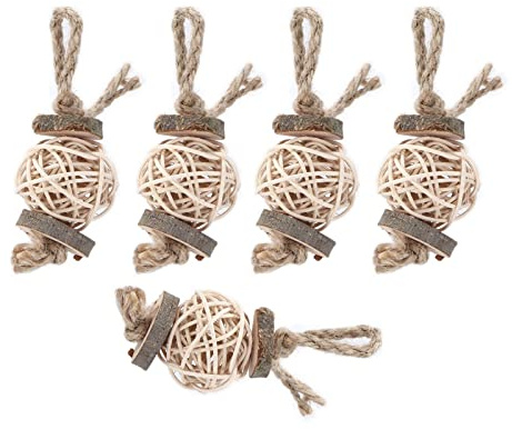 kaisudiAP Boules d'oiseaux Sepak Takraw, Jouet en Bois de Pommier, Boule en rotin mordue pour Hamster, Oiseaux, Lapins, perroquets