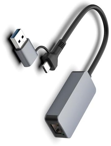SXRQ Convertidor USB a RJ45 de aluminio, tarjeta de red de 2500 m para conexión estable, videoconferencia, juegos, convertidor Ethernet USB