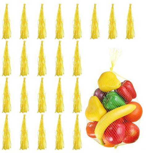 QUARKZMAN 150pcs Sacs À Oeufs À Éclore, 28 Pouces Filet en Nylon Réutilisable Sacs À Produits Solides Filet Élastique en Plastique À Fruits Et Légumes pour Stockage, Jaune