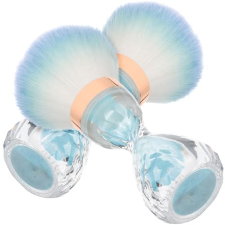 OSALADI 2pcs Blue Soft Bristle Nail Dust Brush Large Makeup Brush for Nail Art Cleaning Powder Manicure Tool Fluffy Clean Up for Acrylic and Dip Powder