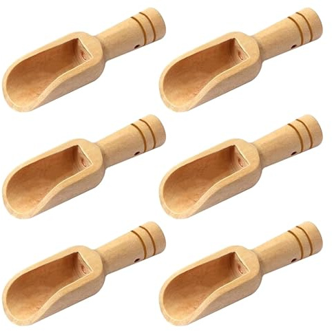 VNIDJGB 6 Pcs Wooden Scoops, Mini Durable Natural Wooden Scoop, Mini Premium Timber Scoop, Moisture-Proof Natural Timber Scoops Set for Teaspoons, Candy, Spice Small, Washing Powder