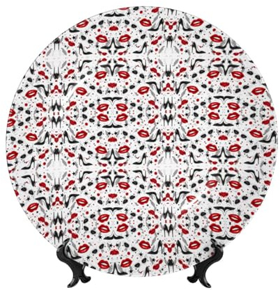 PHAYAH Assiettes décoratives en porcelaine anglaise avec support - Motif talons hauts - Pour cuisine, salle à manger, armoire à vin, décoration d'intérieur, 17,8 cm