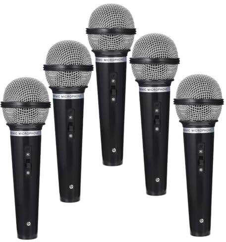 Veemoon Lot de 5 Faux Microphones de Simulation Réalistes, Accessoires de Microphone pour Garçon et Filles, Légers et Compacts, Adaptés aux Spectacles, Karaoké et Jeux de Rôle, Couleur