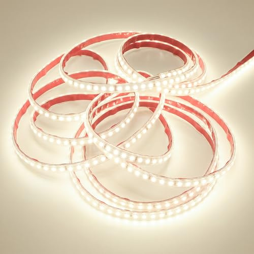 Hmuaog Ruban LED Adhésif 220V, Bandeau LED Autocollant 120 LEDs/m, Haute Densité avec Interrupteur, Bande Lumineuse Étanche IP67 pour Miroir, Placard et Cuisine (Blanc Froid, 1 m)