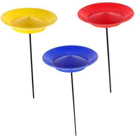ERINGOGO Ensemble de Jonglage 3 Pièces Assiettes Rotatives Rouge Bleu Jaune avec Bâtons en Plastique Léger, Matériel de Jonglerie pour Débutants et Garçon et Filles, Entraînement