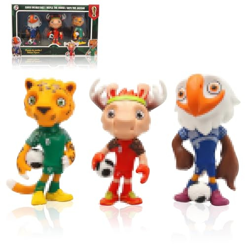 Yisscen Mascotte Coppa del Mondo 2026, 3 Pezzi Figure di Bambole Giocattolo, Decorazioni per Torta, Bambole da Collezione, Ornamenti Decorativi per Tifosi di Calcio, Regalo Decorativo, Amici, Bambini