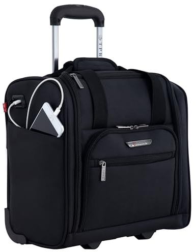 TPRC 15 Smart Underseat Carry-On Luggage with USB Charging Port, Black