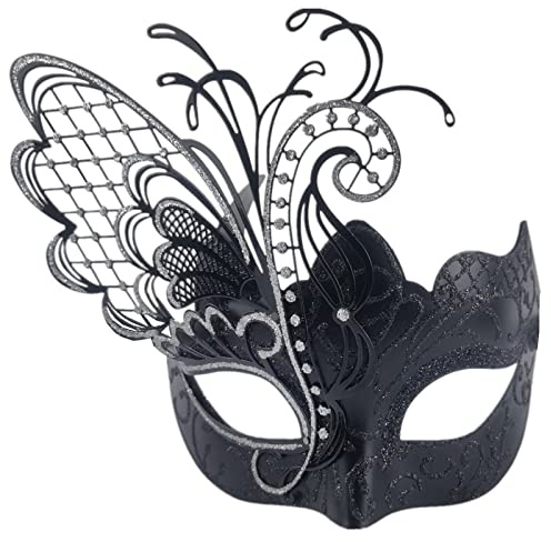 Ubauta Maskerade-Maske für Frauen Venezianische Maske/Halloween/Party/Ball Prom/Karneval/Hochzeit/Wanddekoration (Schwarzer Schmetterling)