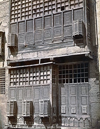 Egypt Cairo Nthe Exterior Of A Building Showing The Typical Wooden Lattices Over The Windows Called Meshrebeeyeh In Cairo Egypt Photograph Mid Or Late 19Th Century Poster Print by (24 x 36)
