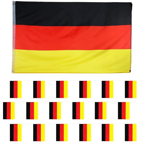 Drapeaux allemands - 9,5 x 15,2 cm + fanions - Drapeau français - Décorations pour le jour du Bestier, le football, le rugby, etc
