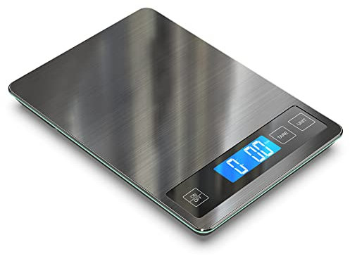 Nicewell Food Scale, 22lbs Digital Kitchen Grey Stainless Steel Scale Weight Grams and oz for Cooking Baking, 1g/0.1oz Precise Graduation,Tempered Glass (Dark Gray)