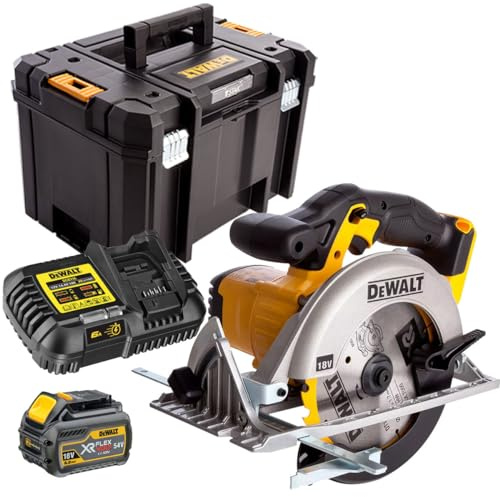 Dewalt 18V 165mm Circular Saw - Powerful and Durable, Cordless, Combo Kit with 1 x 6.0Ah Battery & Charger in Case