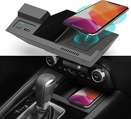 CarQiWireless Wireless Car Charger for Mazda CX5 2017-2024 2023 Accessories, Wireless Phone Charging Pad for CX-5 2018 2019 2020 2021 2022