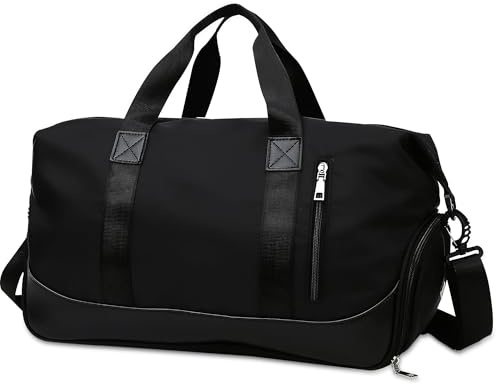 Tokeya Borsone Palestra 40L Borsa da Viaggio Pieghevole Uomo Donna con Scomparto per Scarpe e Bagnato Impermeabili, Grande Borsa Sportiva Weekend Impermeabile Tote Travel Bag Per Piscina Sport, Nero