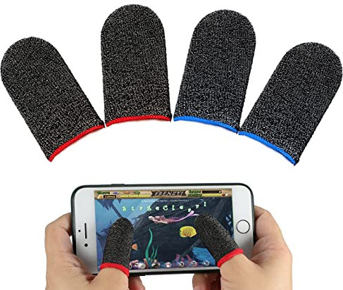 Olakin Mobile Game Sleeve Finger[4 Pièces], Contrôleurs de Manchons de Jeu Mobiles, Anti-Transpiration Respirant Finger Manches Écran Tactile Tir et Visée Sensibles pour Jeux de Téléphones