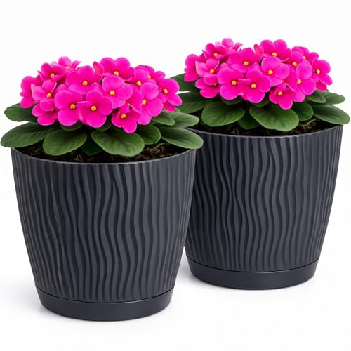 PECZEKO Blumentopf matt, Pflanzkübel aus Übertopf Kunststoff Deko Topf für, groß und klein Set Pflanzen 2X blumenkübel Set, blumenübertopf kräutertopf