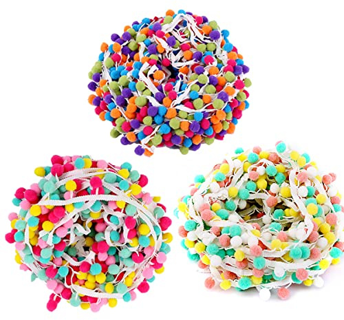 DBAILY Pompon Borte 9 m Pom Bommelborte Bommelband zum Nähen Näharbeiten Borte Basteln Nähen Dekorieren Für DIY Handwerk Nähen Home Party Dekorationen
